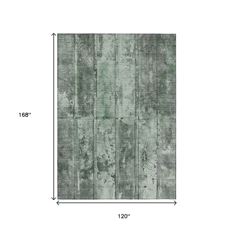 10' X 14' Green Charcoal And Gray Abstract Washable Indoor Outdoor Area Rug