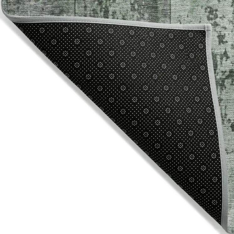 10' X 14' Green Charcoal And Gray Abstract Washable Indoor Outdoor Area Rug