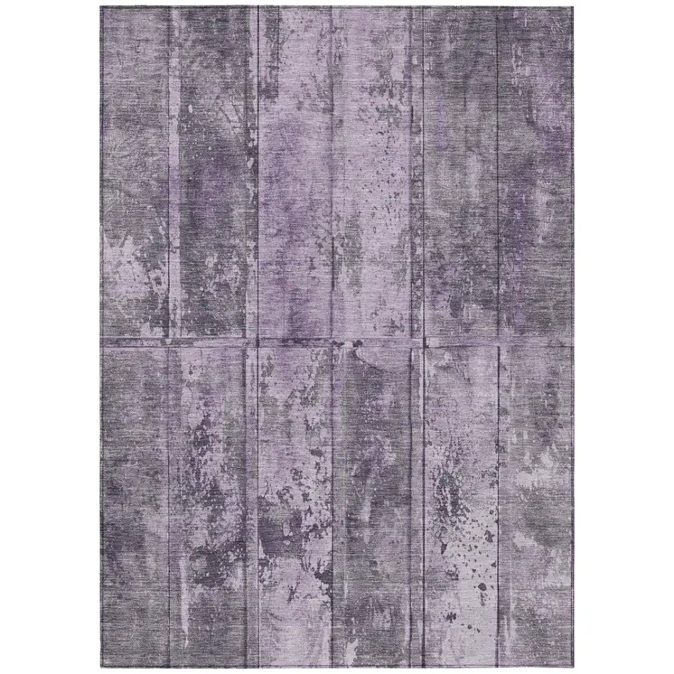 5' X 8' Purple Lavender And Gray Abstract Washable Indoor Outdoor Area Rug