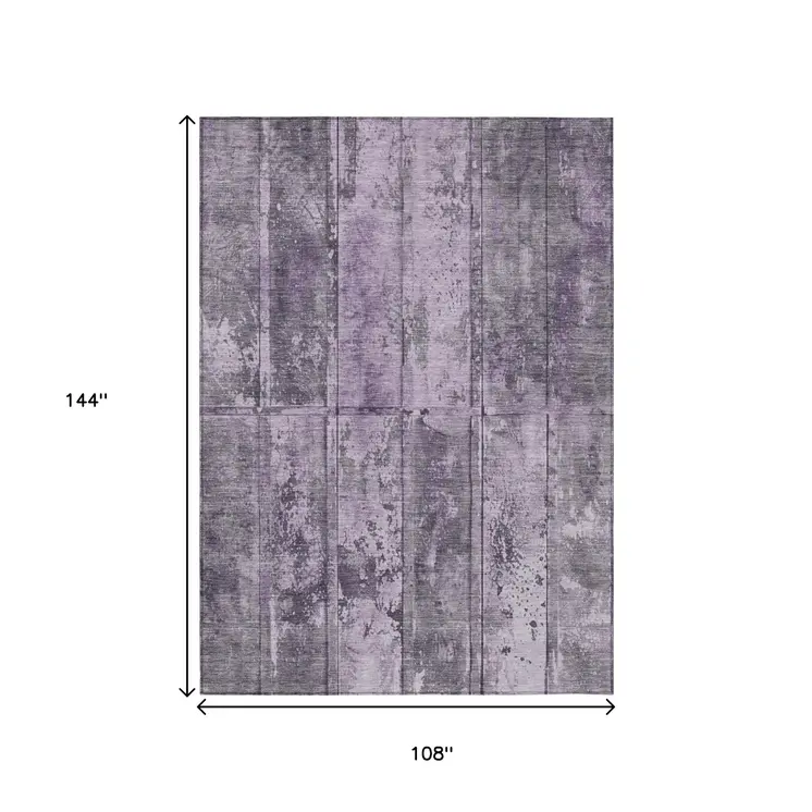 9' X 12' Purple Lavender And Gray Abstract Washable Indoor Outdoor Area Rug