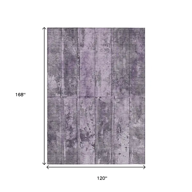 10' X 14' Purple Lavender And Gray Abstract Washable Indoor Outdoor Area Rug
