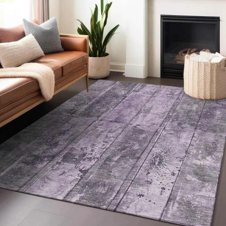 10' X 14' Purple Lavender And Gray Abstract Washable Indoor Outdoor Area Rug