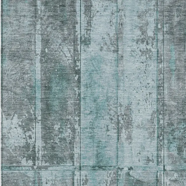 3' X 5' Teal Blue Charcoal And Gray Abstract Washable Indoor Outdoor Area Rug