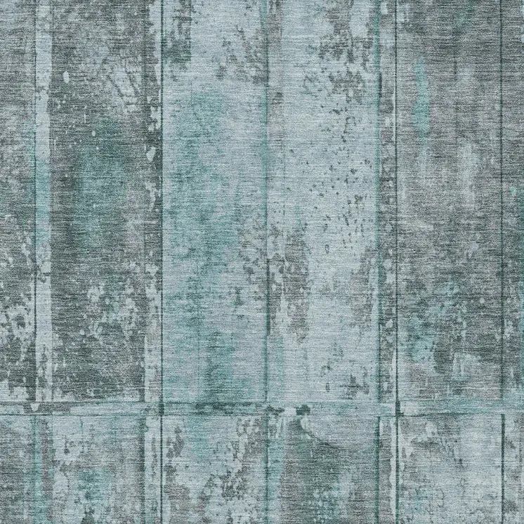 8' X 10' Teal Blue Charcoal And Gray Abstract Washable Indoor Outdoor Area Rug