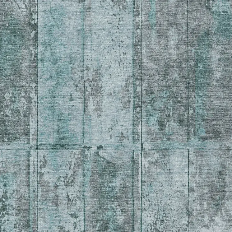 9' X 12' Teal Blue Charcoal And Gray Abstract Washable Indoor Outdoor Area Rug