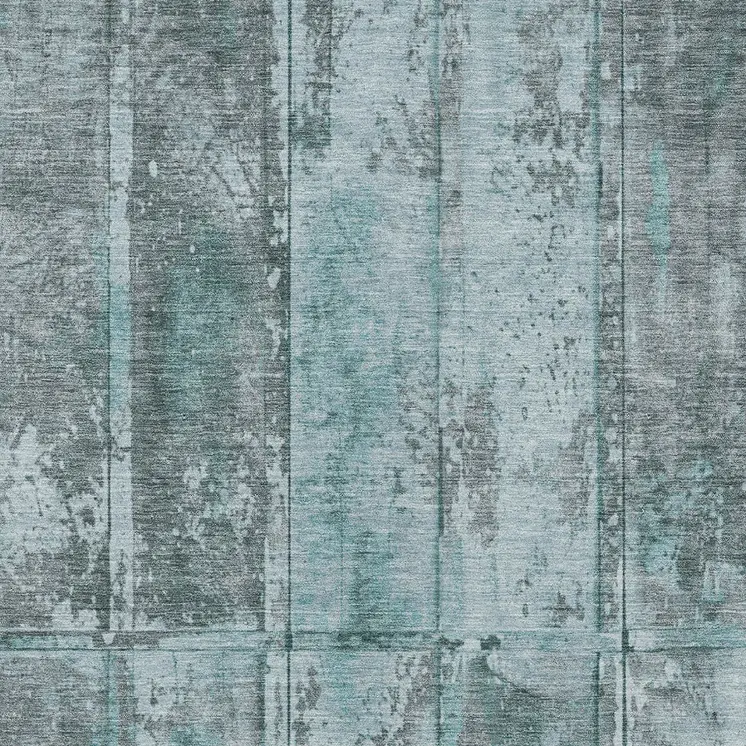 10' X 14' Teal Blue Charcoal And Gray Abstract Washable Indoor Outdoor Area Rug