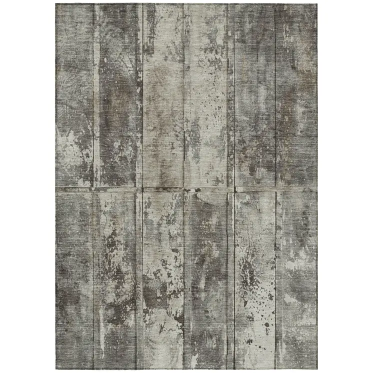 5' X 8' Taupe Beige And Brown Abstract Washable Indoor Outdoor Area Rug