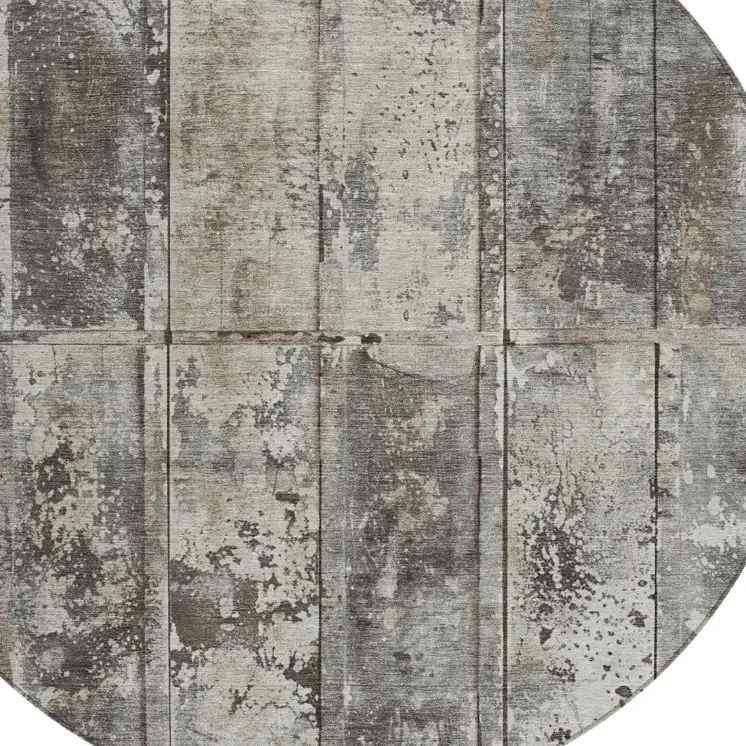 8' Taupe Beige And Brown Round Abstract Washable Indoor Outdoor Area Rug