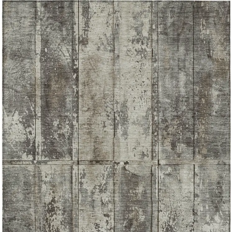 9' X 12' Taupe Beige And Brown Abstract Washable Indoor Outdoor Area Rug