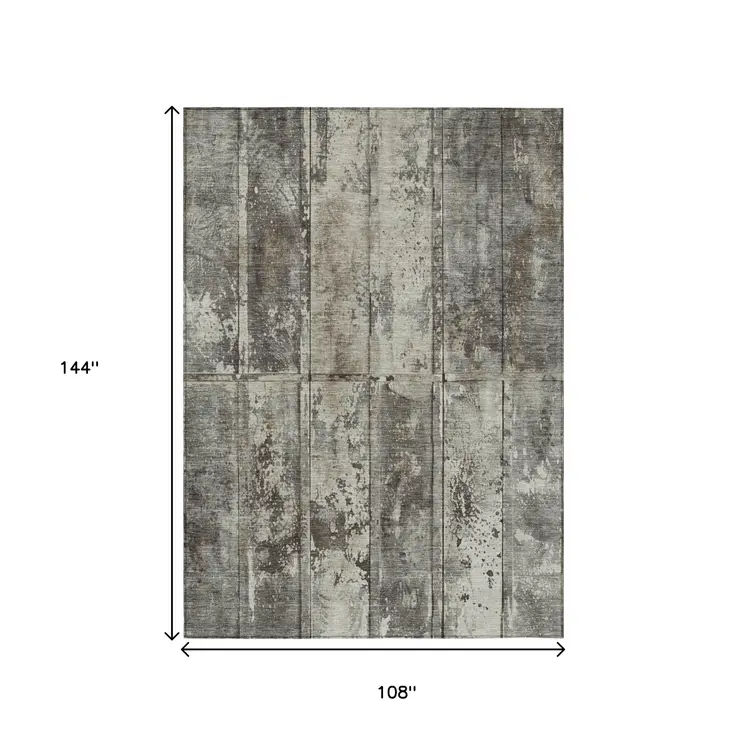 9' X 12' Taupe Beige And Brown Abstract Washable Indoor Outdoor Area Rug