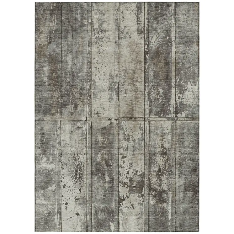 10' X 14' Taupe Beige And Brown Abstract Washable Indoor Outdoor Area Rug