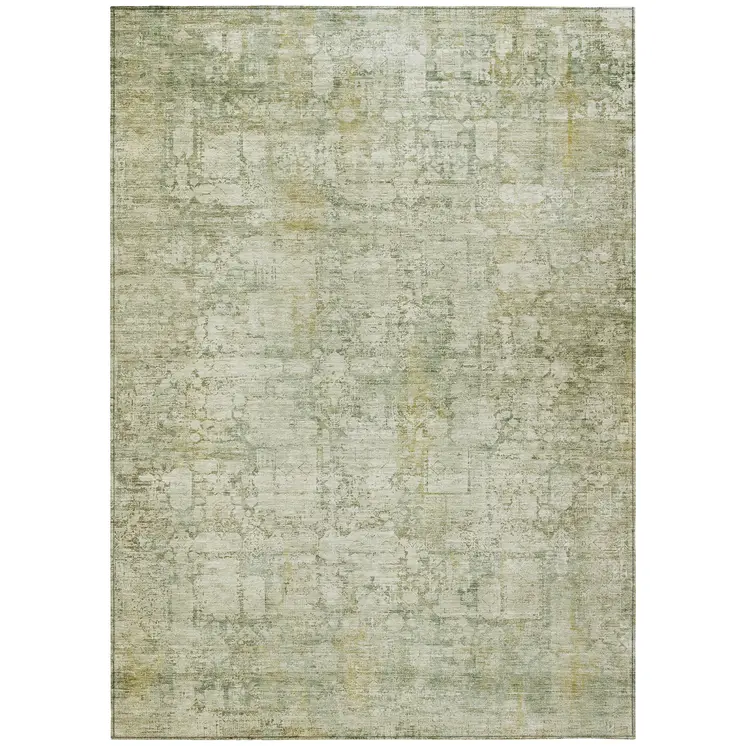 9' X 12' Beige And Ivory Abstract Washable Indoor Outdoor Area Rug