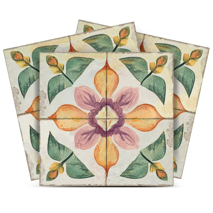 8" x 8" Vinyl Arabesque Peel And Stick Removable Tiles