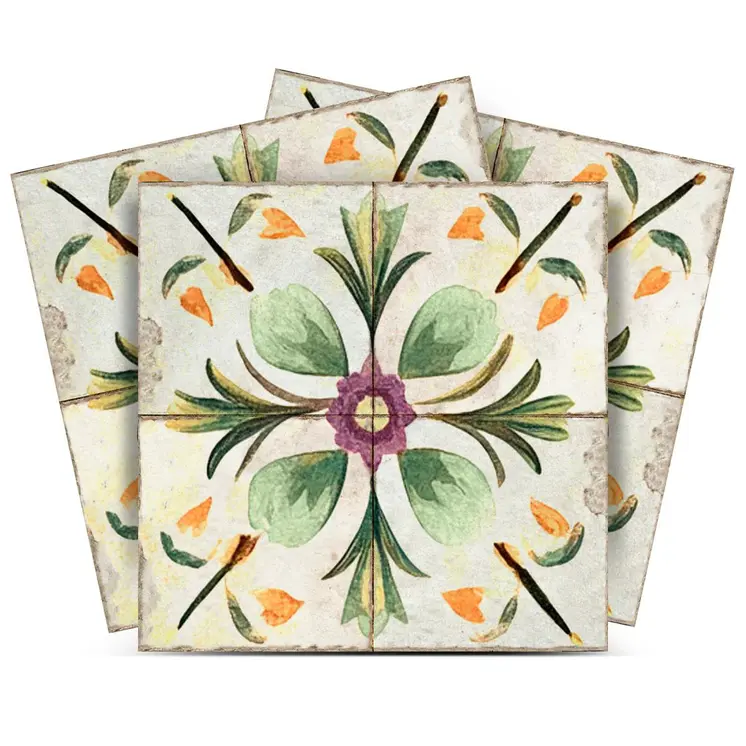 7" x 7" Vinyl Arabesque Peel And Stick Removable Tiles