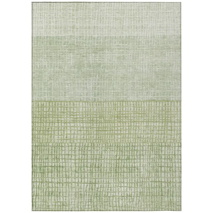5' X 8' Sage And Ivory Geometric Washable Indoor Outdoor Area Rug