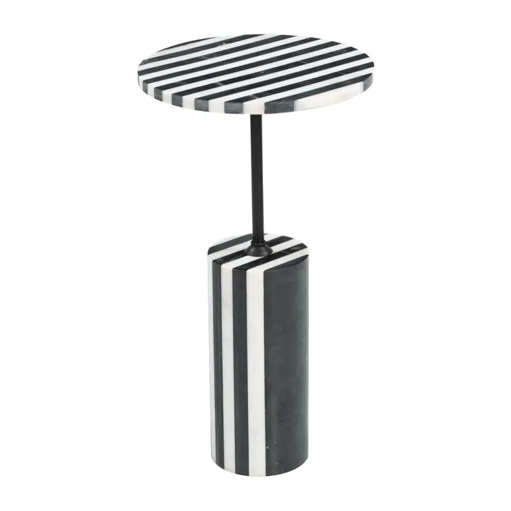 22" Black Marble Pedestal End Table