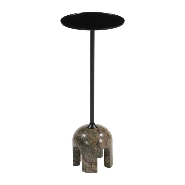 22" Brown Marble Pedestal End Table