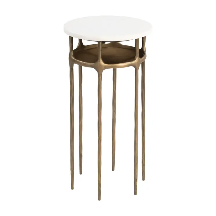 22" White Iron Pedestal End Table