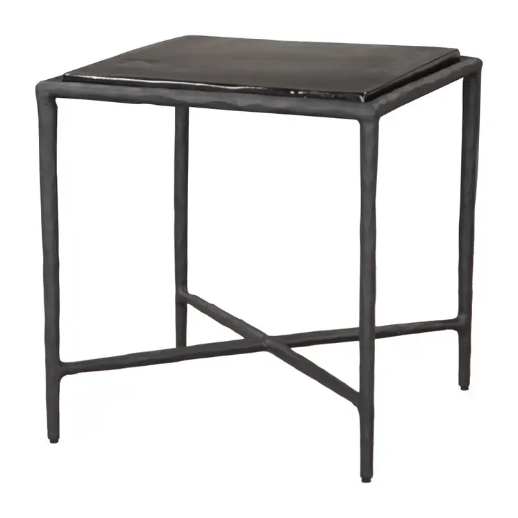 22" Black Aluminum Pedestal End Table