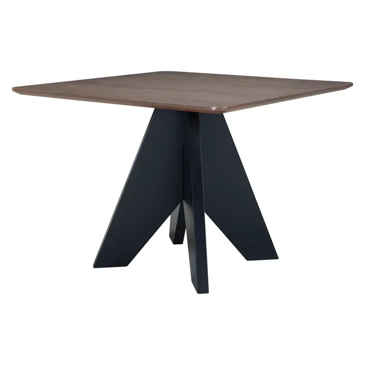 41" Espresso Wood and Solid Wood Pedestal Base Square Dining Table