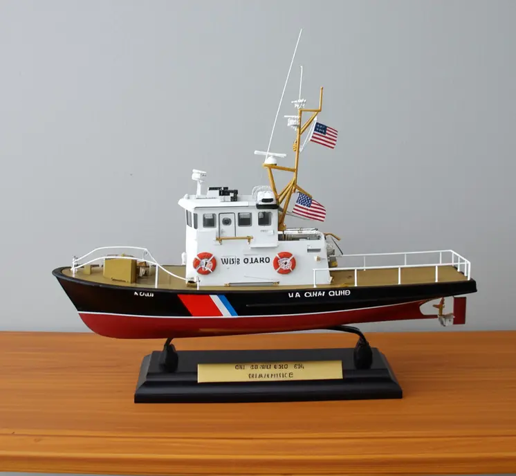 10" Unfinished Wood Hand Painted Model Boat