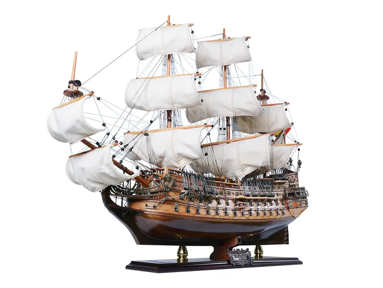 26" Unfinished Wood Hand Painted Model Boat