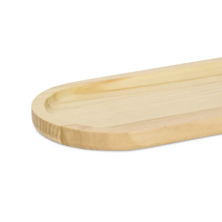 12" Natural Solid Wood Handmade Oval Vanity Tray