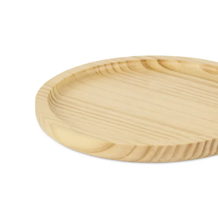 9" Natural Solid Wood Handmade Round Vanity Tray