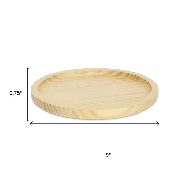9" Natural Solid Wood Handmade Round Vanity Tray
