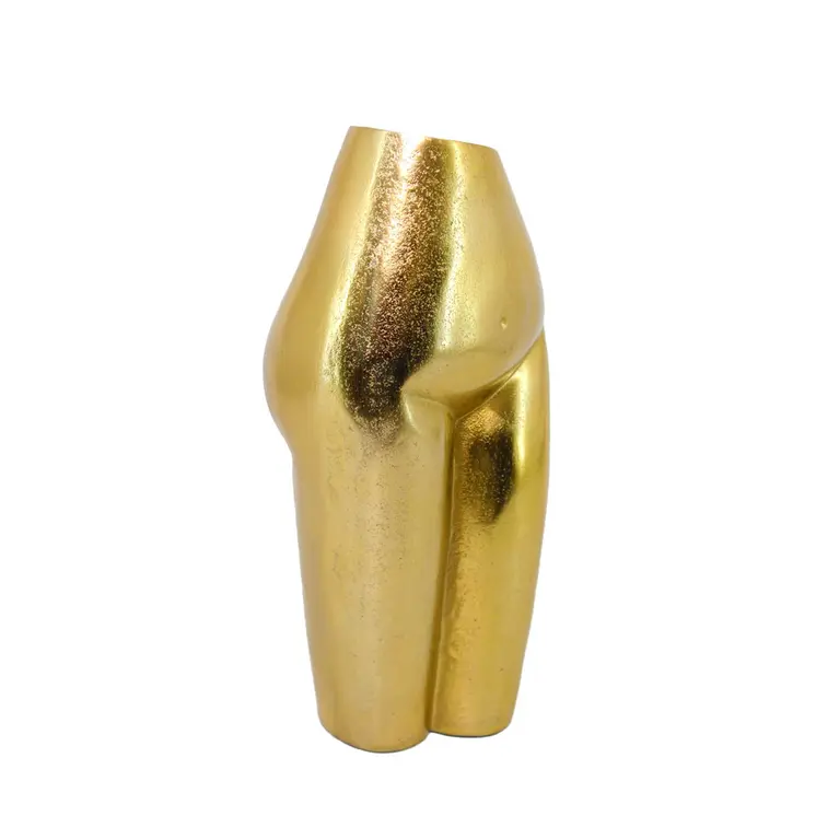 14" Gold Cast Aluminum Female Form Table Vase