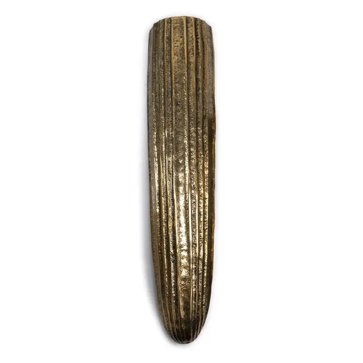 18" Antiqued Gold Ribbed Aluminum Wall Vase