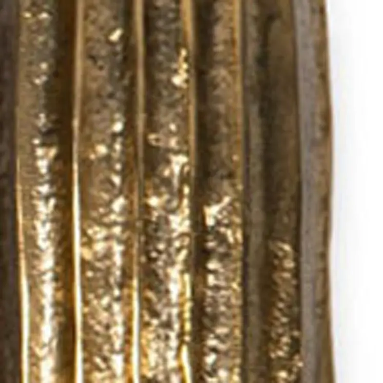 12" Antiqued Gold Ribbed Aluminum Wall Vase
