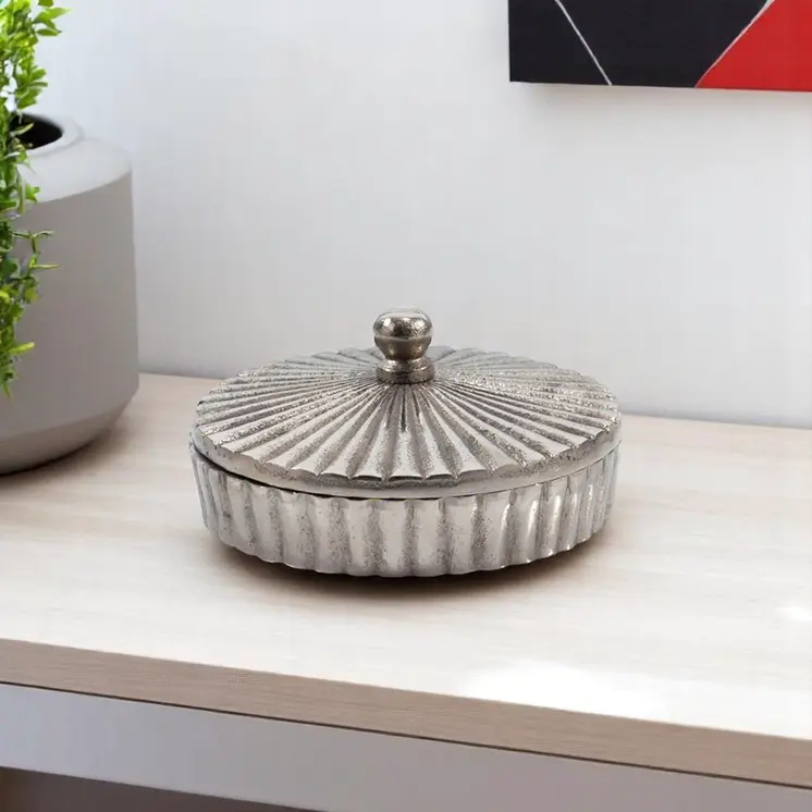 3" Silver Aluminum Decorative Keepsake Box