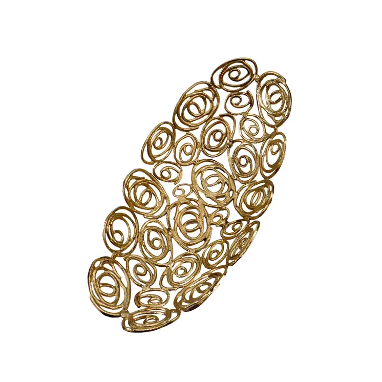 20" Gold Aluminum Abstract Circles Oval Decorative Bowl