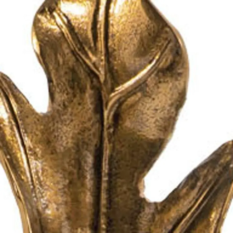 26" Antiqued Gold And White Aluminum And Marble Leaf Tabletop Sculpture