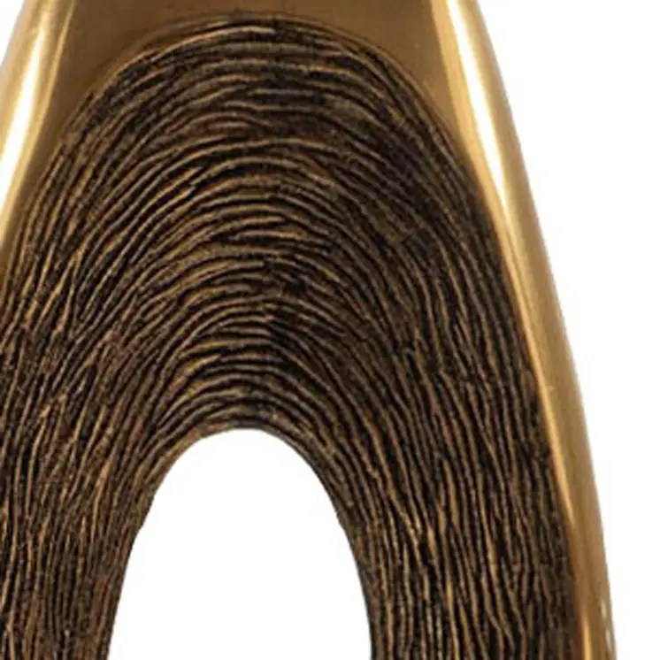 19" Gold And White Aluminum And Marble Abstract Tabletop Sculpture