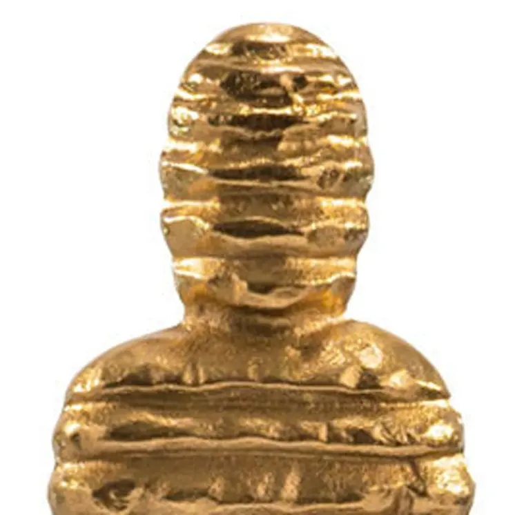 21" Gold And White Aluminum And Marble Mummy Tabletop Sculpture