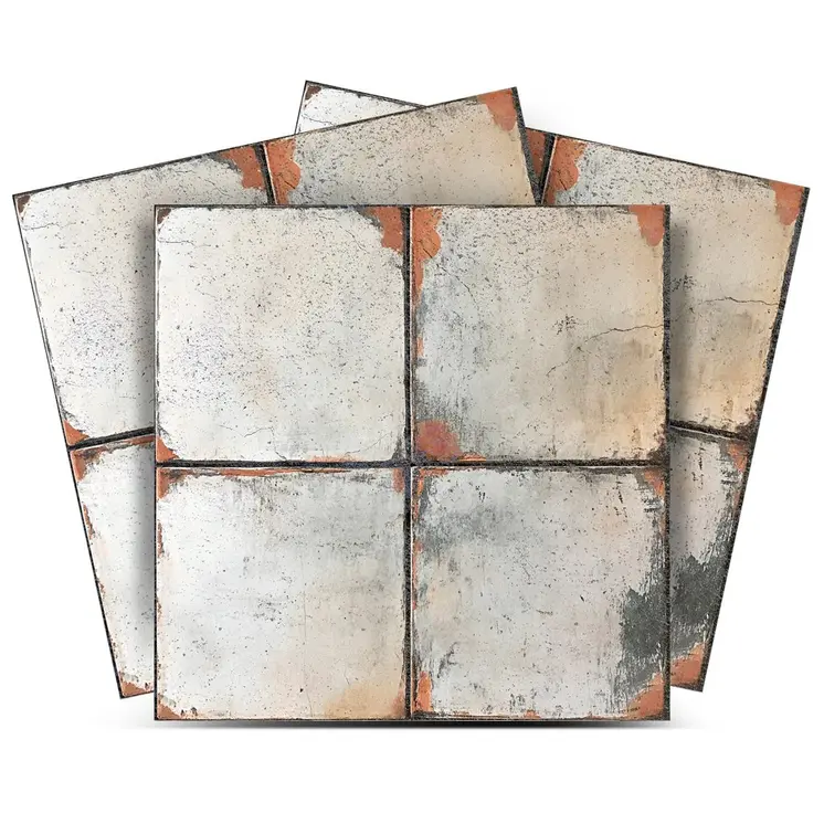 5" x 5" Gray Vinyl Arabesque Peel And Stick Removable Tiles
