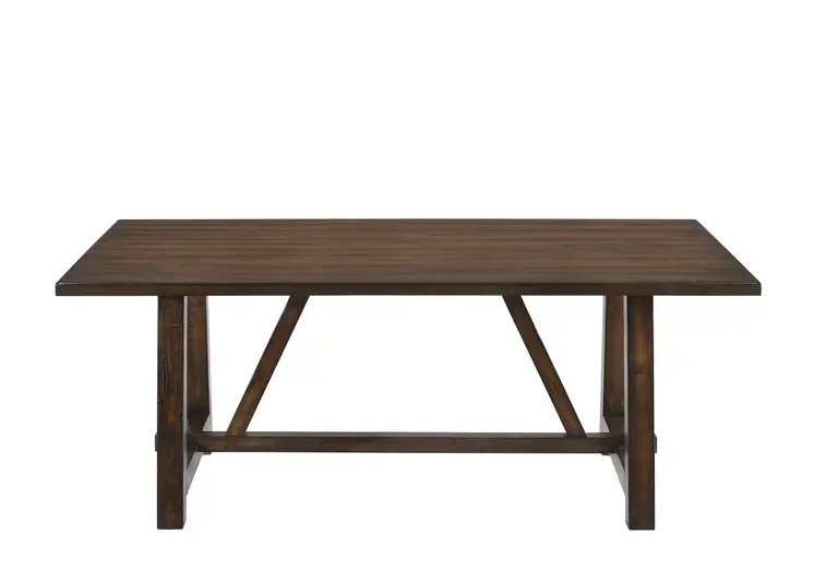 72" Oak Wood Trestle Base Dining Table