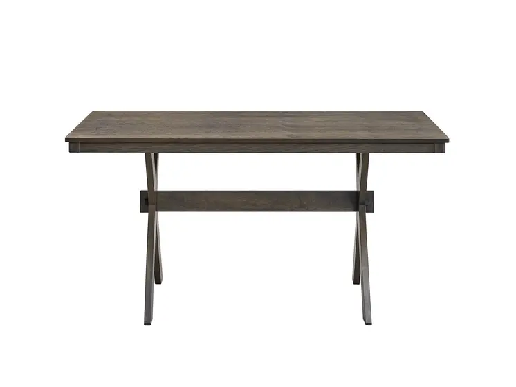 59" Gray Wood Trestle Base Dining Table