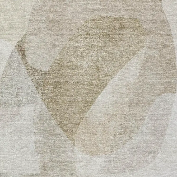 5' X 8' Beige And Taupe Abstract Washable Indoor Outdoor Area Rug