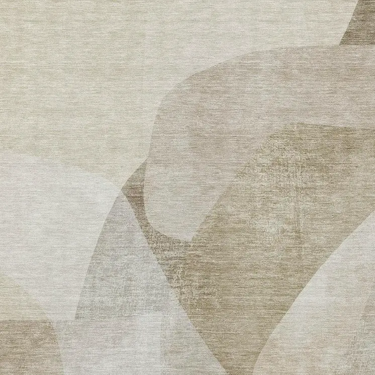 5' X 8' Beige And Taupe Abstract Washable Indoor Outdoor Area Rug