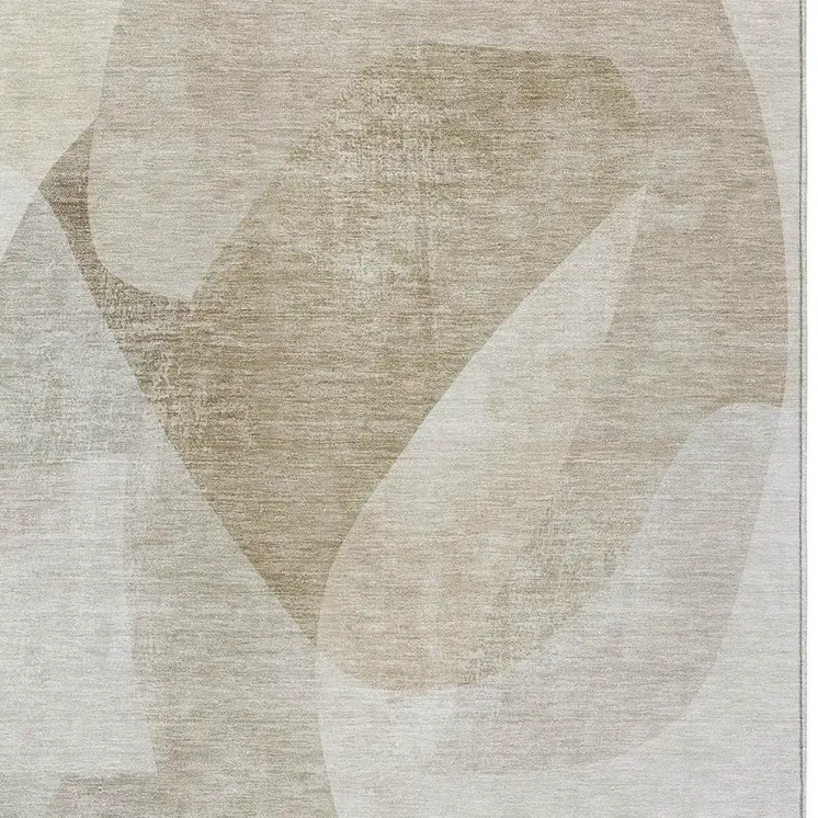 8' X 10' Beige And Taupe Abstract Washable Indoor Outdoor Area Rug