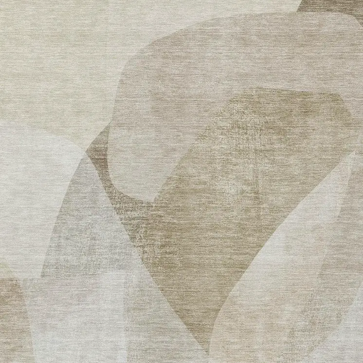 9' X 12' Beige And Taupe Abstract Washable Indoor Outdoor Area Rug