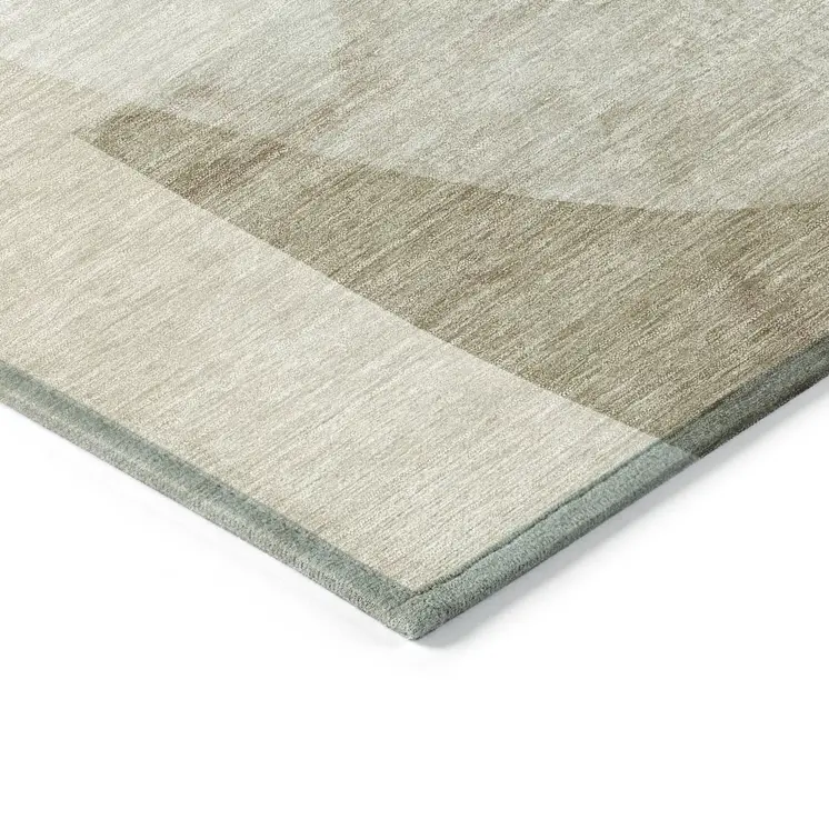 10' X 14' Beige And Taupe Abstract Washable Indoor Outdoor Area Rug