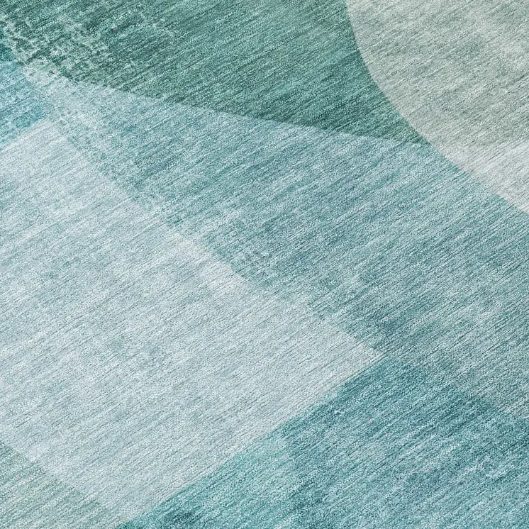 8' X 10' Teal Blue And Ivory Abstract Washable Indoor Outdoor Area Rug