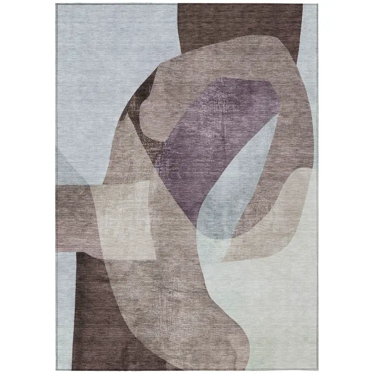 5' X 8' Brown And Taupe Abstract Washable Indoor Outdoor Area Rug