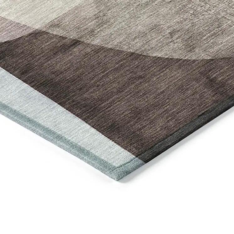 5' X 8' Brown And Taupe Abstract Washable Indoor Outdoor Area Rug