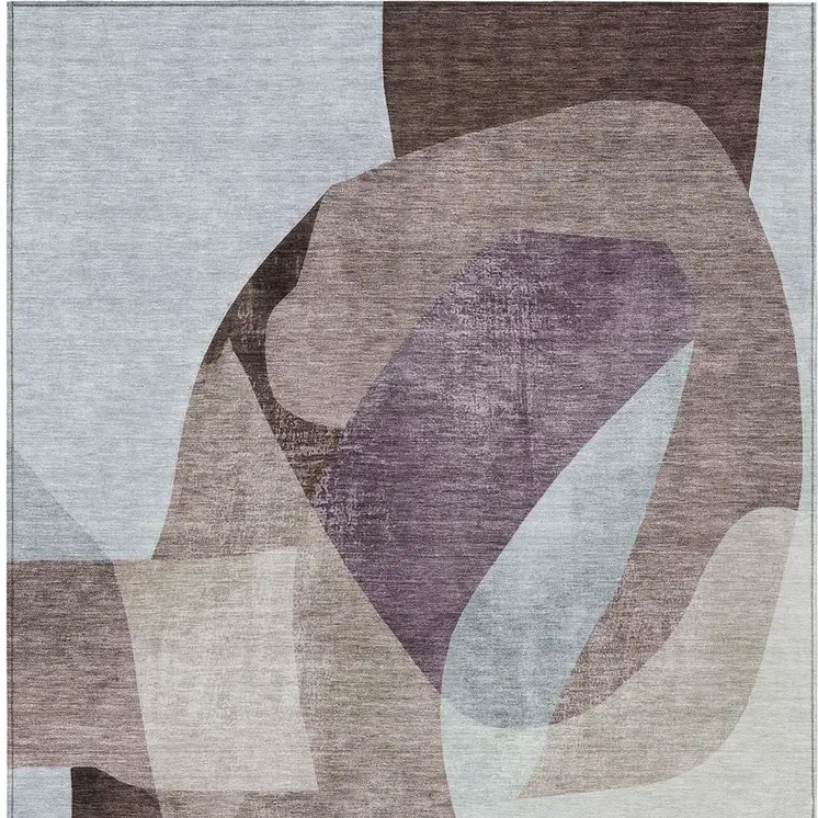 5' X 8' Brown And Taupe Abstract Washable Indoor Outdoor Area Rug