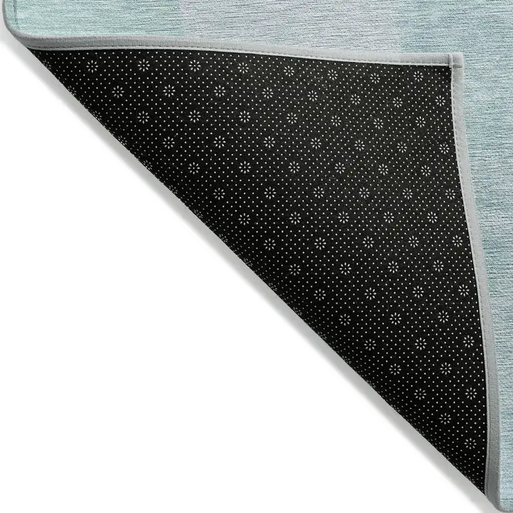 8' X 10' Pale Aqua And Beige Abstract Washable Indoor Outdoor Area Rug